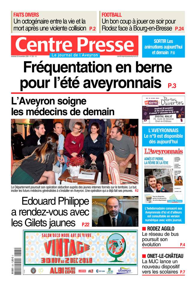 Centre Presse Aveyron 30 novembre 2018 Centre Presse Aveyron du 30 novembre 2018 à télécharger sur iPad