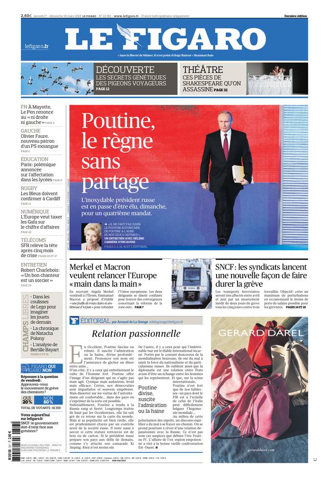 Le Figaro 17 mars 2018 Le Figaro du 17 mars 2018 à télécharger sur iPad