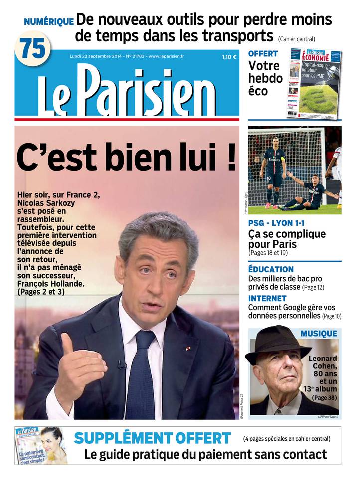 Le Parisien 22 septembre 2014 Le Parisien du 22 septembre 2014 à télécharger sur iPad