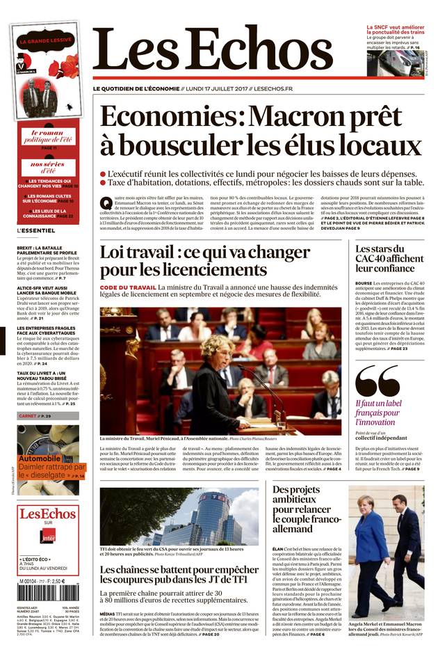 Les Echos 17 juillet 2017 Les Echos du 17 juillet 2017 à télécharger sur iPad