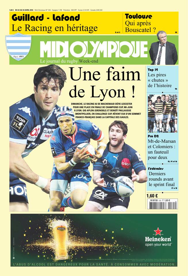 Midi Olympique Vert 22 avril 2016 Midi Olympique Vert du 22 avril 2016 à télécharger sur iPad