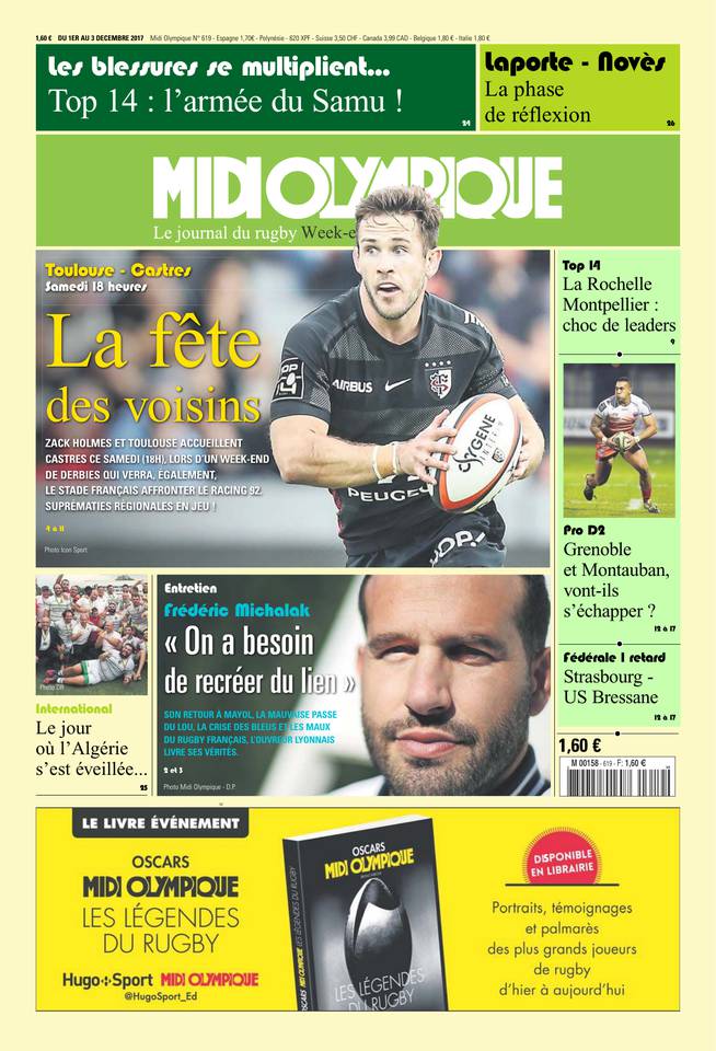 Midi Olympique Vert 01 décembre 2017 Midi Olympique Vert du 01 décembre 2017 à télécharger sur iPad