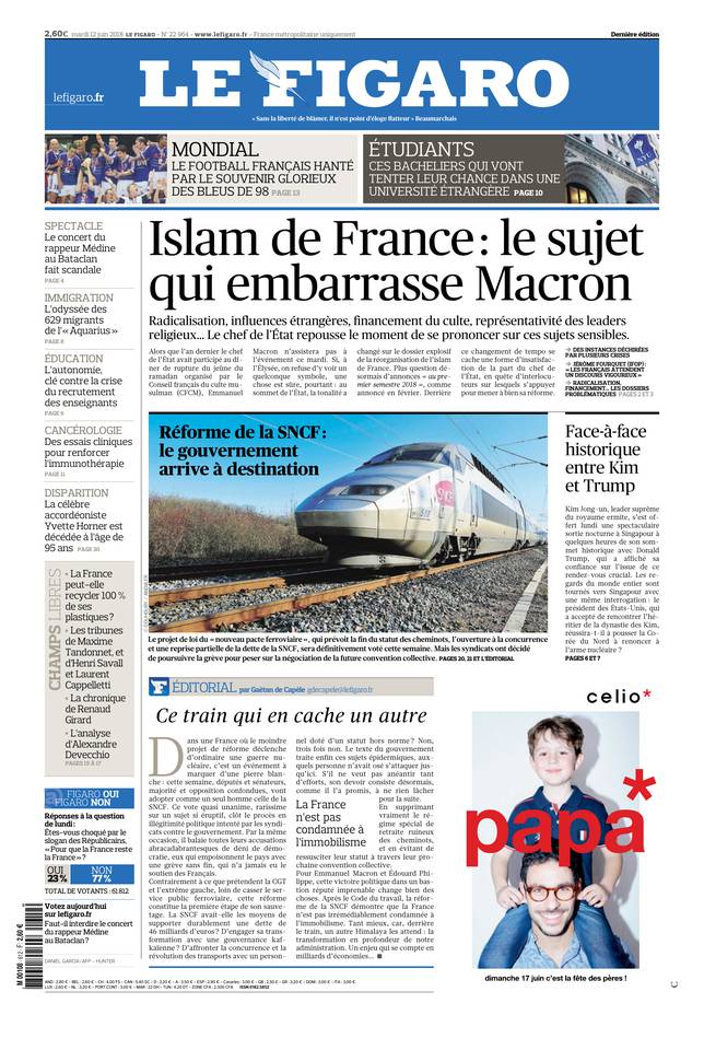 Le Figaro 12 juin 2018 Le Figaro du 12 juin 2018 à télécharger sur iPad