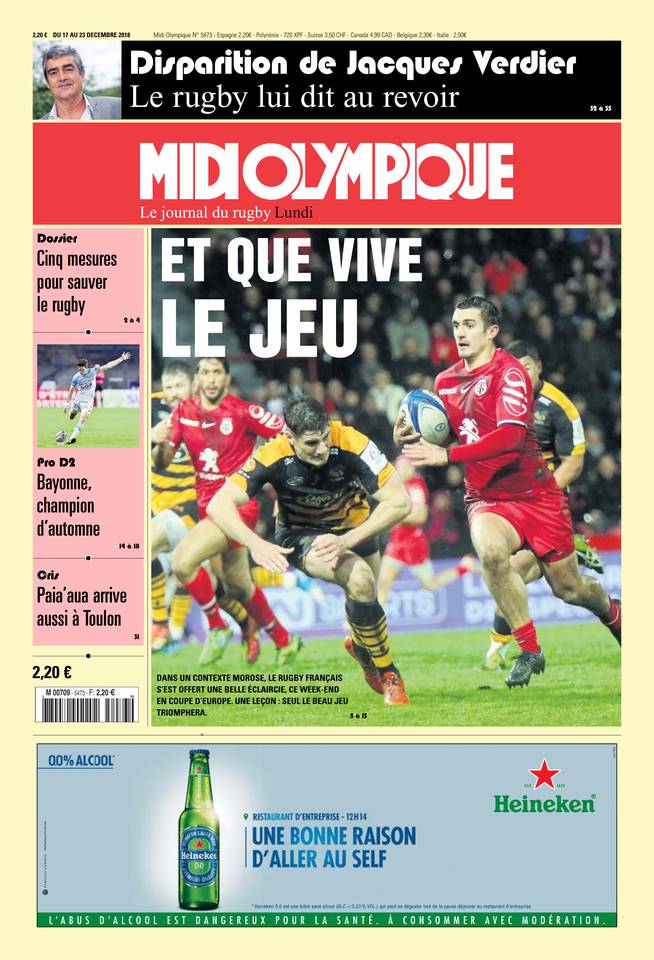 Midi Olympique Rouge 17 décembre 2018 Midi Olympique Rouge N°5473 du 17 décembre 2018 à télécharger sur iPad