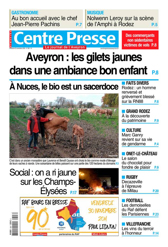 Centre Presse Aveyron 25 novembre 2018 Centre Presse Aveyron du 25 novembre 2018 à télécharger sur iPad