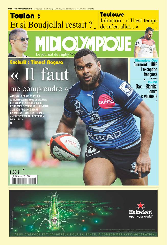 Midi Olympique Vert 21 octobre 2016 Midi Olympique Vert du 21 octobre 2016 à télécharger sur iPad