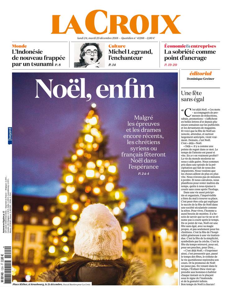 La Croix 24 décembre 2018 La Croix du 24 décembre 2018 à télécharger sur iPad