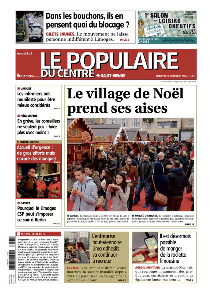 Le Populaire du Centre 21 novembre 2018 Abonnement Populaire du Centre Pas Cher avec le BOUQUET ePresse.fr