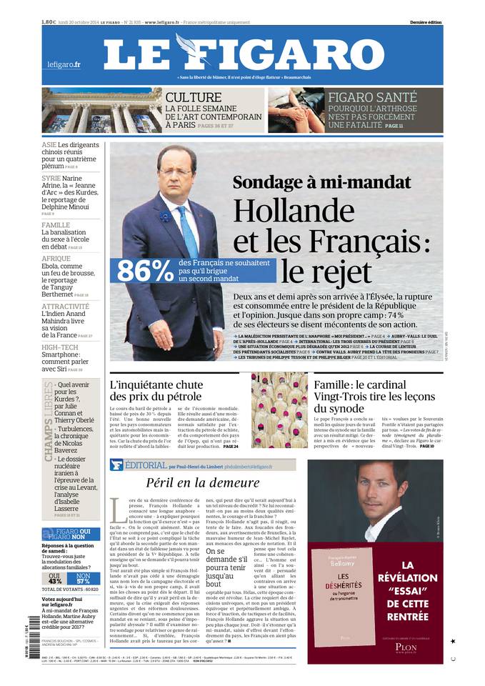 Le Figaro 20 octobre 2014 Le Figaro du 20 octobre 2014 à télécharger sur iPad