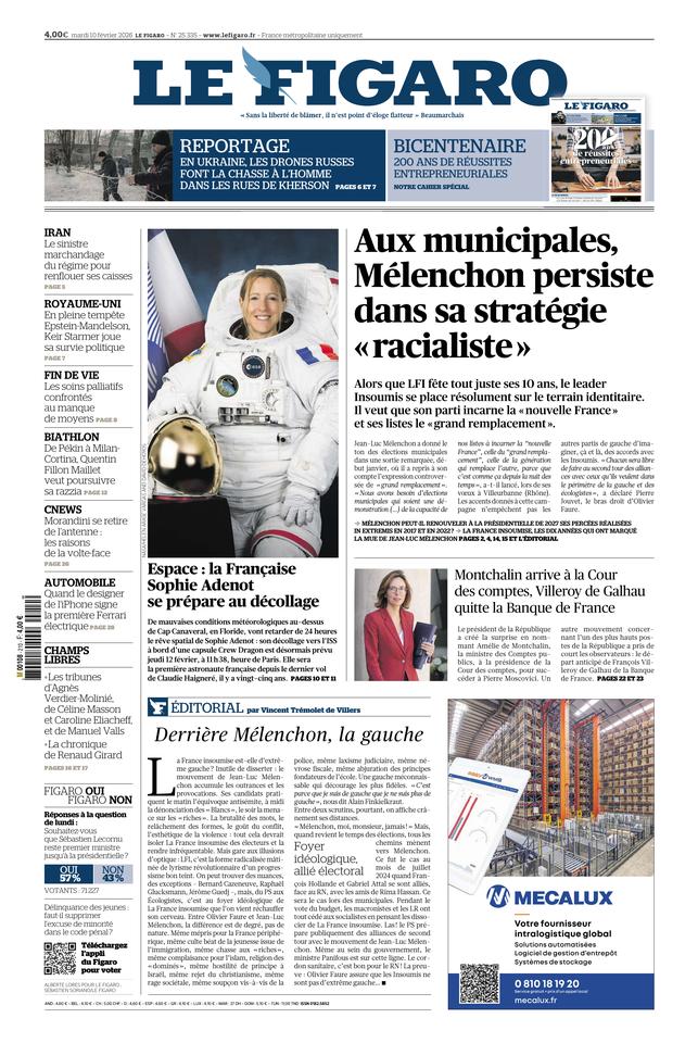 Le Figaro Une du 10 février 2026