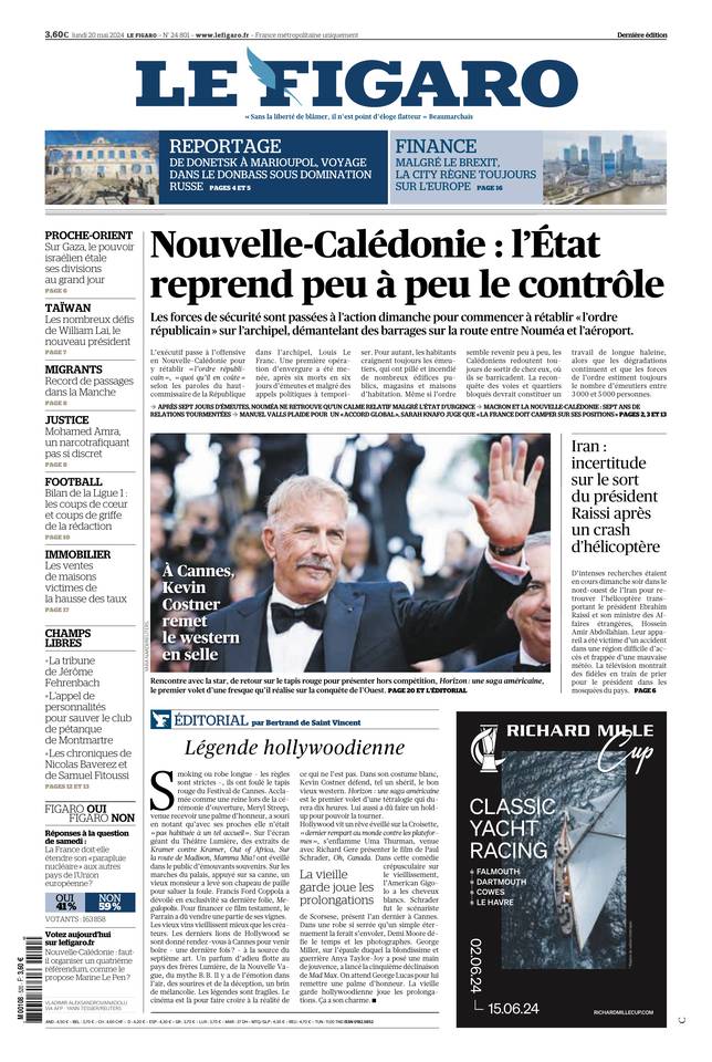 Le Figaro Une du 20 mai 2024