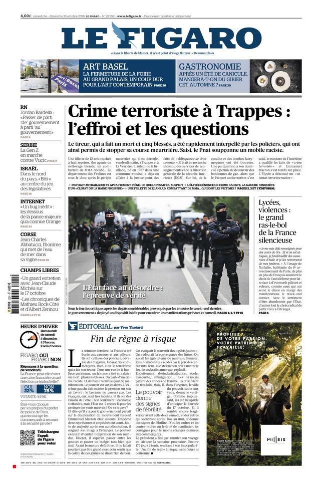 Le Figaro Une du 24 octobre 2026
