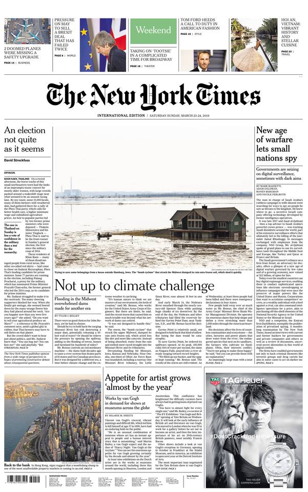 International New York Times 23 mars 2019 Abonnement International NY Times Pas Cher avec le BOUQUET ePresse.fr