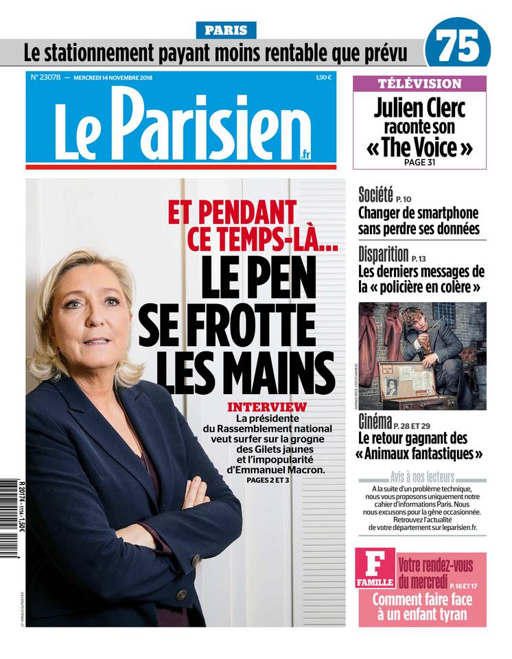 Le Parisien 14 novembre 2018 Le Parisien du 14 novembre 2018 à télécharger sur iPad