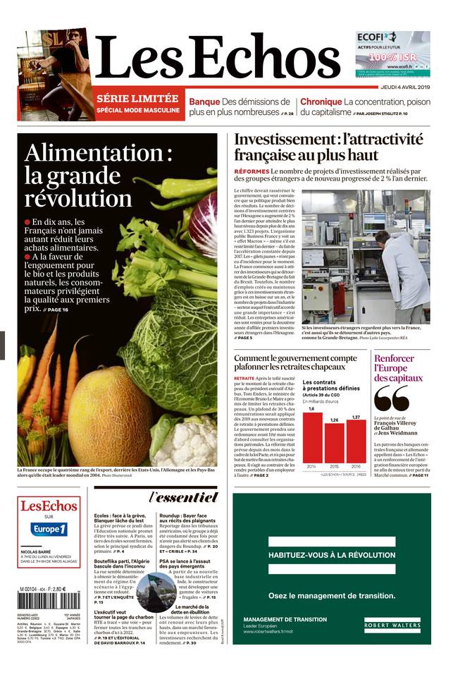Les Echos 04 avril 2019 Les Echos du 04 avril 2019 à télécharger sur iPad