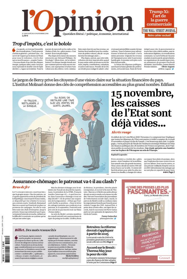 L'Opinion 15 novembre 2018 Abonnement à L’Opinion Pas Cher avec le BOUQUET INFO ePresse.fr