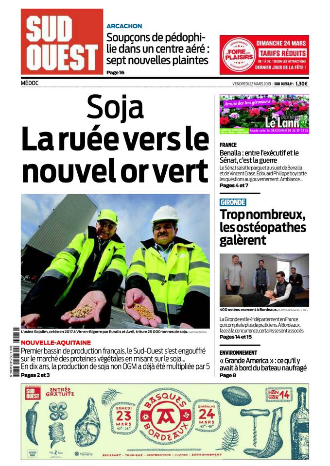 Sud Ouest 22 mars 2019 Abonnement Sud Ouest Pas Cher avec BOUQUET INFO ePresse.fr