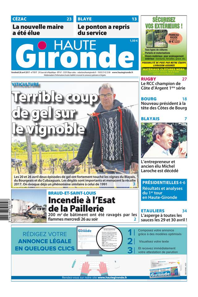 Haute Gironde 28 avril 2017 Haute Gironde du 28 avril 2017 à télécharger sur iPad