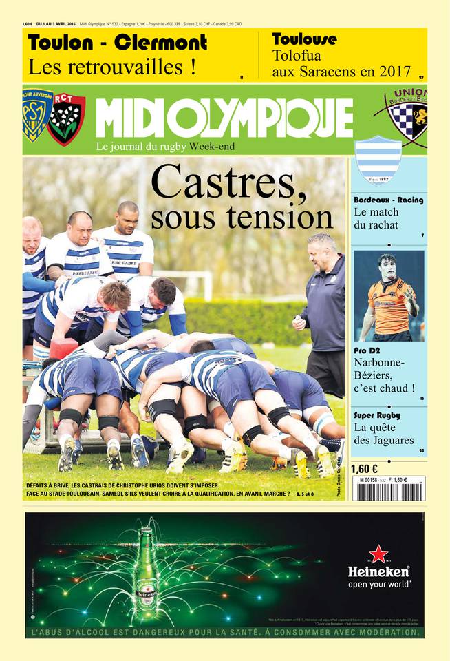 Midi Olympique Vert 01 avril 2016 Midi Olympique Vert du 01 avril 2016 à télécharger sur iPad