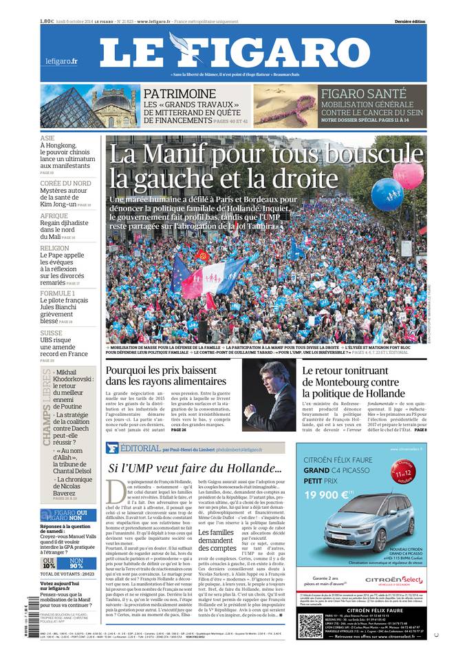 Le Figaro 06 octobre 2014 Le Figaro du 06 octobre 2014 à télécharger sur iPad