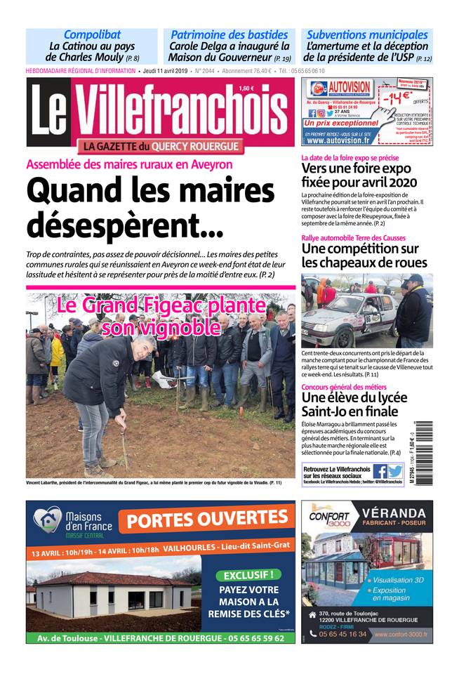 Le Villefranchois 11 avril 2019 Le Villefranchois du 11 avril 2019 à télécharger sur iPad