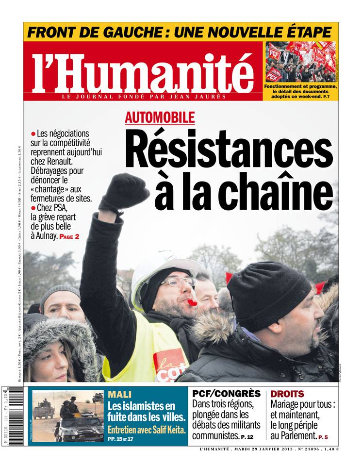 L'Humanité 29 janvier 2013 L'Humanité du 29 janvier 2013 à télécharger sur iPad