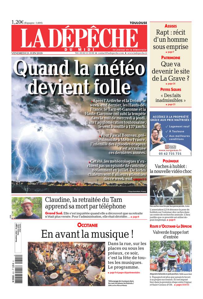 La Dépêche du Midi 21 juin 2019 La Dépêche du Midi du 21 juin 2019 à télécharger sur iPad