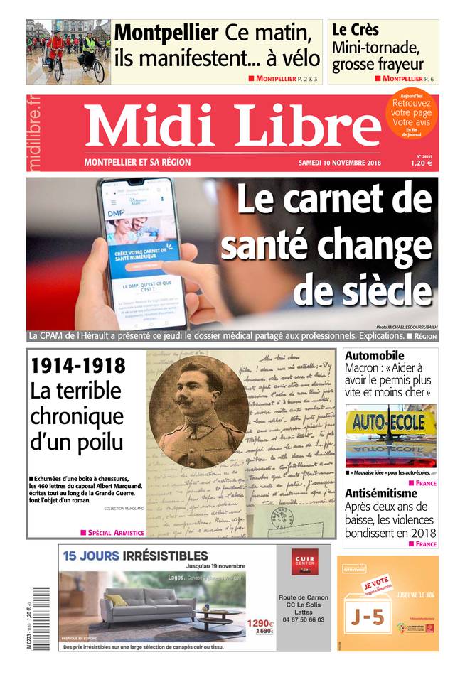 Midi Libre 10 novembre 2018 Midi Libre du 10 novembre 2018 à télécharger sur iPad