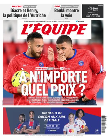 Le Journal L Equipe L Edition Du 20 Novembre 2020 L Equipe