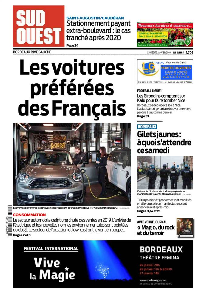 Sud Ouest 12 janvier 2019 Sud Ouest du 12 janvier 2019 à télécharger sur iPad