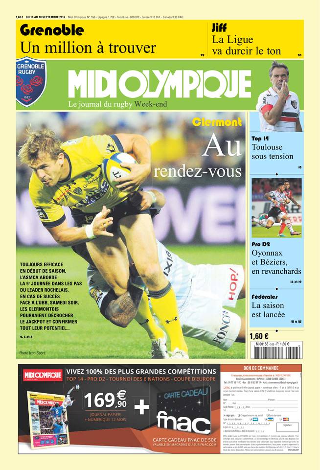 Midi Olympique Vert 16 septembre 2016 Midi Olympique Vert du 16 septembre 2016 à télécharger sur iPad