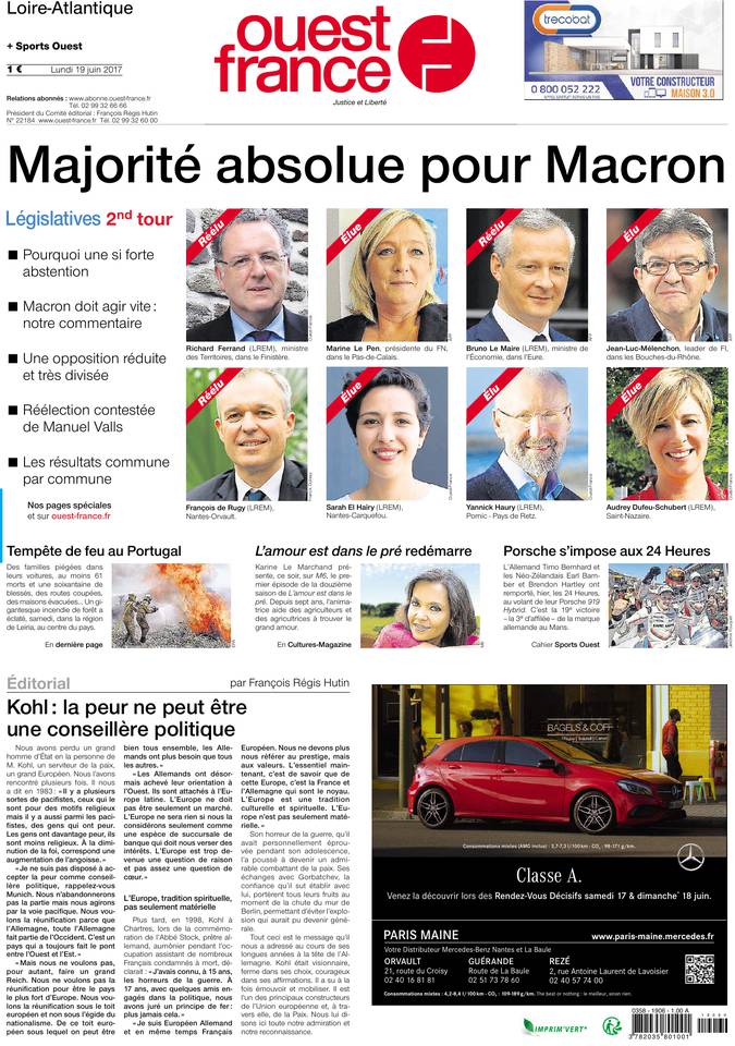 Ouest-France 19 juin 2017 Ouest-France du 19 juin 2017 à télécharger sur iPad