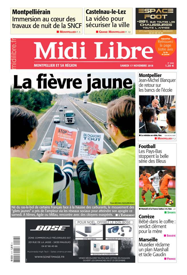 Midi Libre 17 novembre 2018 Midi Libre du 17 novembre 2018 à télécharger sur iPad