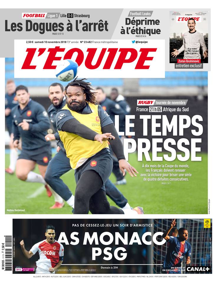 L'Équipe 10 novembre 2018 L'Équipe du 10 novembre 2018 à télécharger sur iPad