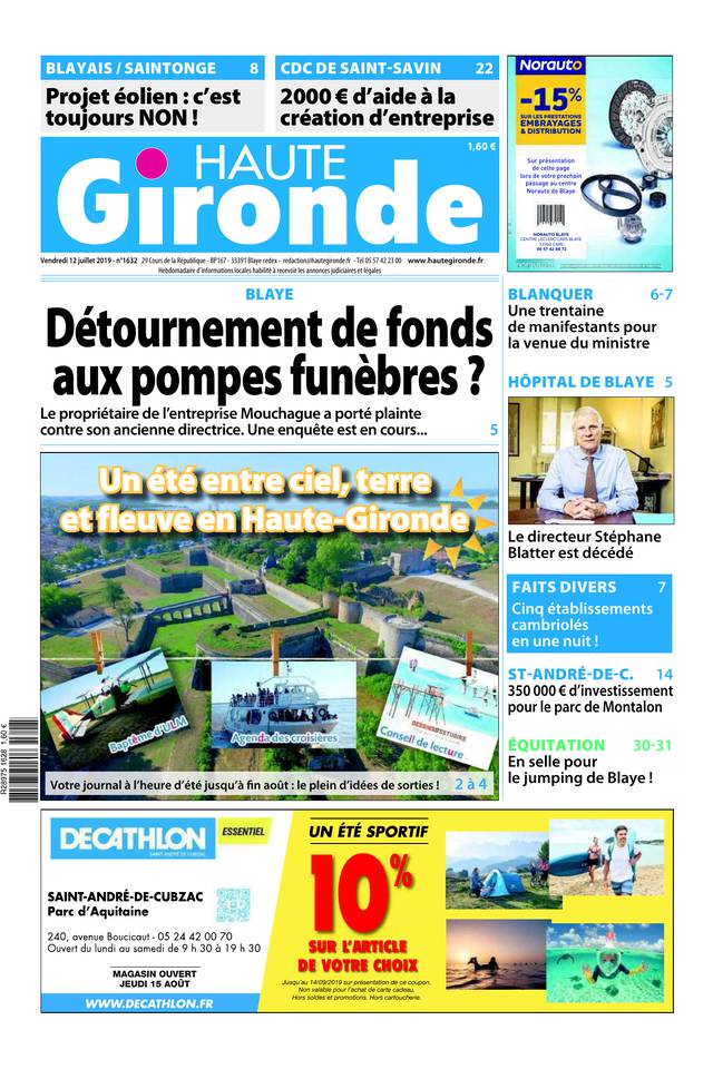 Haute Gironde 12 juillet 2019 Abonnement Haute Gironde Pas Cher avec BOUQUET INFO ePresse.fr