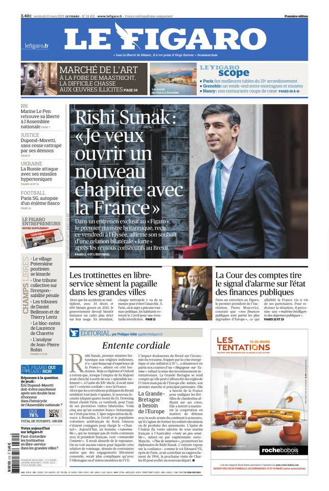 Le Figaro Une du 10 mars 2023
