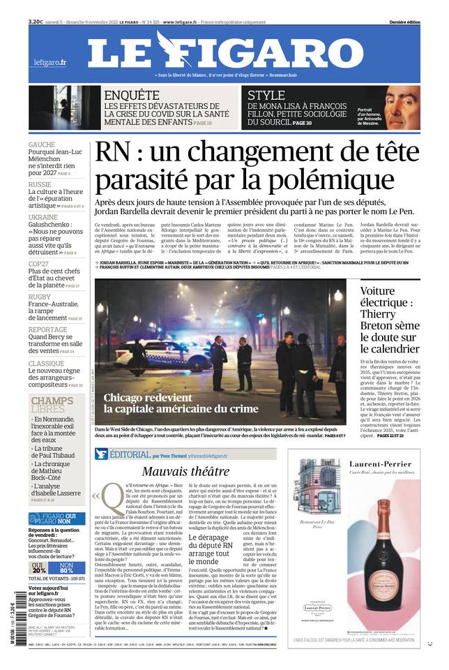 Le Figaro Une du 5 novembre 2022