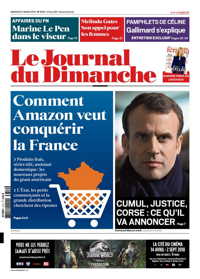 Le Journal du Dimanche 04 mars 2018 Le Journal du Dimanche N°3712 du 04 mars 2018 à télécharger sur iPad