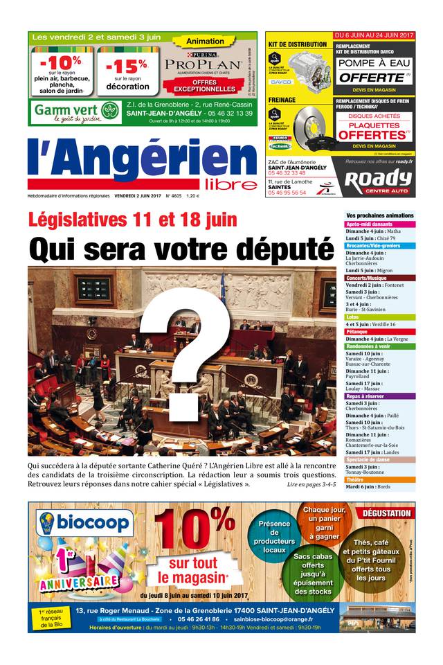 L'Angérien Libre 02 juin 2017 L'Angérien Libre N°4605 du 02 juin 2017 à télécharger sur iPad