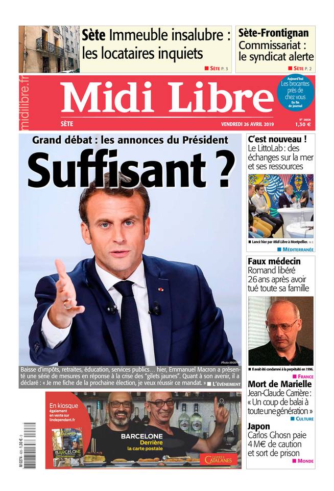 Midi Libre 26 avril 2019 Midi Libre du 26 avril 2019 à télécharger sur iPad