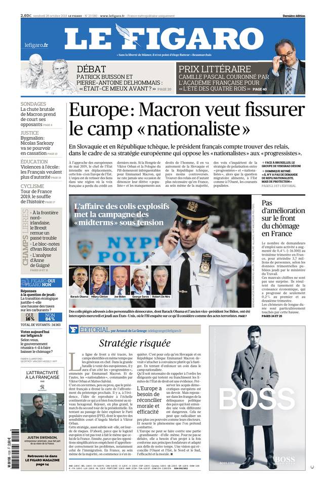 Le Figaro 26 octobre 2018 Le Figaro du 26 octobre 2018 à télécharger sur iPad