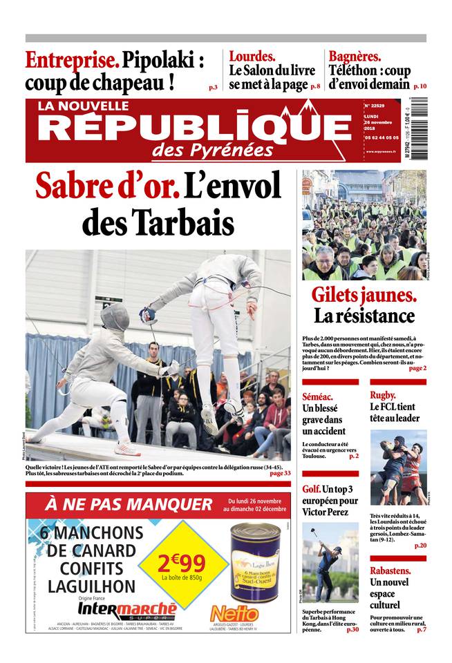 La Nouvelle République des Pyrénées 26 novembre 2018 La Nouvelle République des Pyrénées du 26 novembre 2018 à télécharger sur iPad