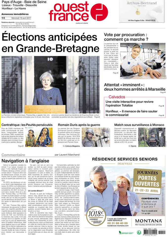 Ouest-France 19 avril 2017 Ouest-France du 19 avril 2017 à télécharger sur iPad