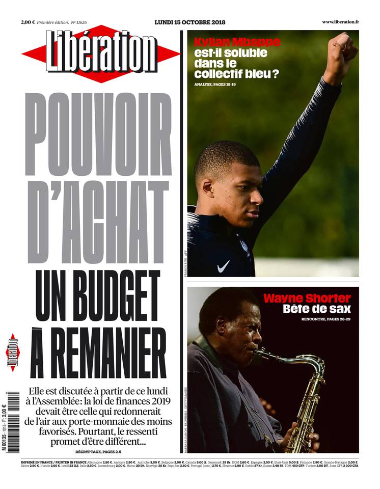 Libération 15 octobre 2018 Libération du 15 octobre 2018 à télécharger sur iPad