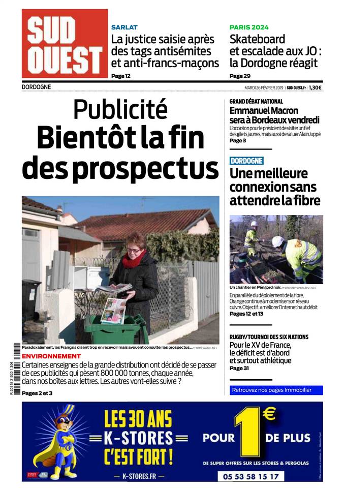 Sud Ouest 26 février 2019 Abonnement Sud Ouest Pas Cher avec BOUQUET INFO ePresse.fr