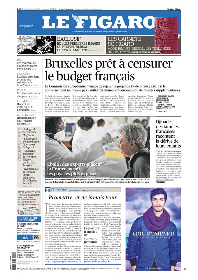 Le Figaro 07 octobre 2014 Le Figaro du 07 octobre 2014 à télécharger sur iPad