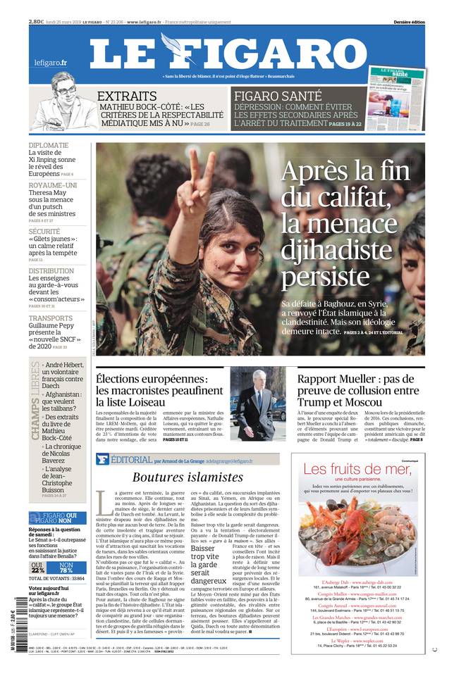 Le Figaro 25 mars 2019 Le Figaro du 25 mars 2019 à télécharger sur iPad