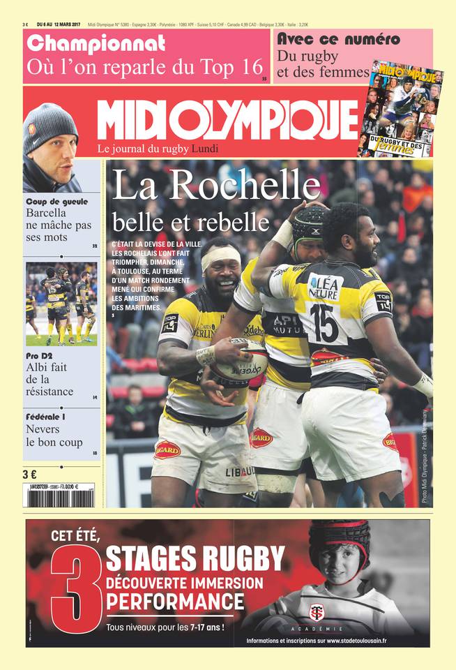 Midi Olympique Rouge 06 mars 2017 Midi Olympique Rouge du 06 mars 2017 à télécharger sur iPad