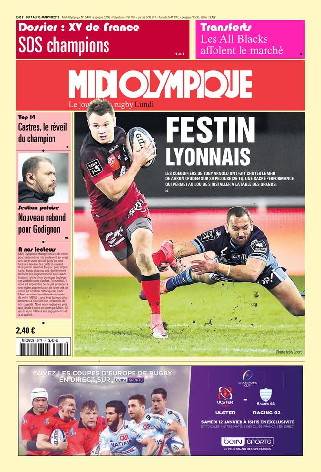 Midi Olympique Rouge 07 janvier 2019 Midi Olympique Rouge N°5476 du 07 janvier 2019 à télécharger sur iPad