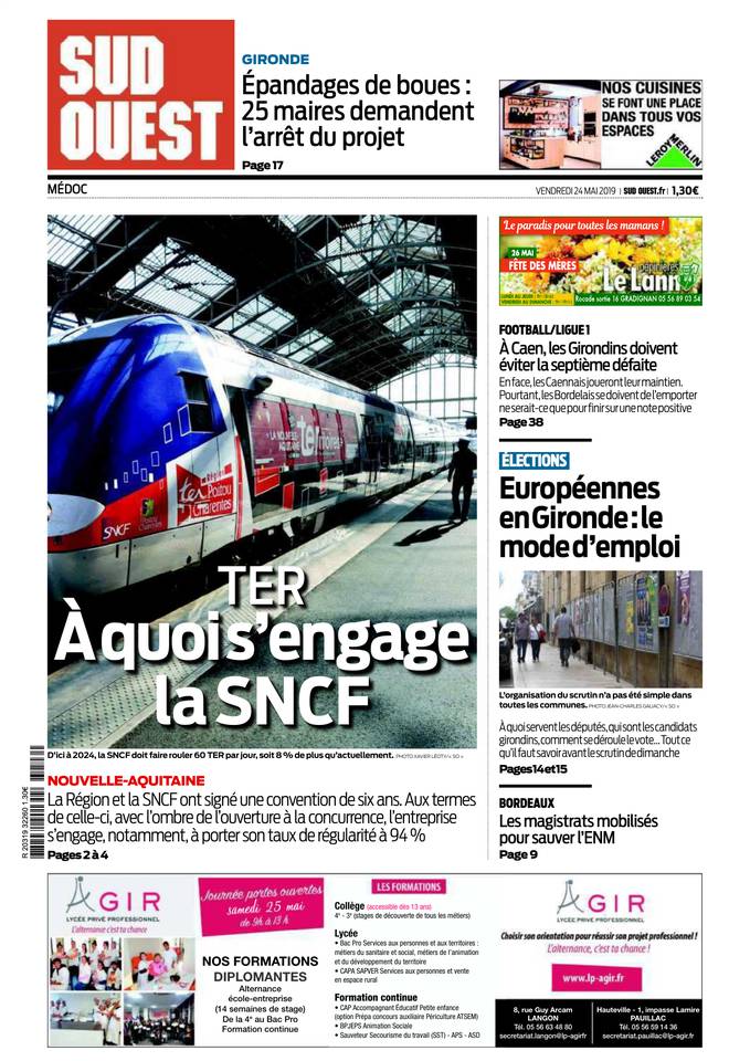 Sud Ouest 24 mai 2019 Abonnement Sud Ouest Pas Cher avec BOUQUET INFO ePresse.fr